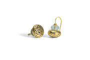 Todd Reed earrings with Aquamarine beads (~12.35ct) black brilliant cut diamonds (~2.08ct), and 18k yellow gold.